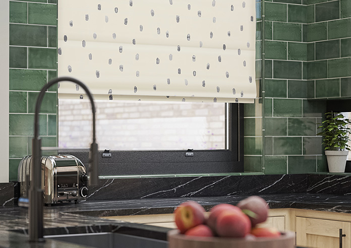 Ink Spots, Grey - Motorised Roman Blind - Image 5